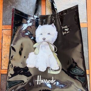 Harrods Black and White Dog Illustration Bag
